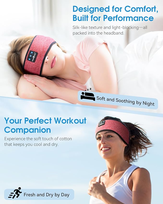 MUSICOZY Sleep Headphones Sleep Mask Bluetooth Headband Wireless Music Headband - Image 2