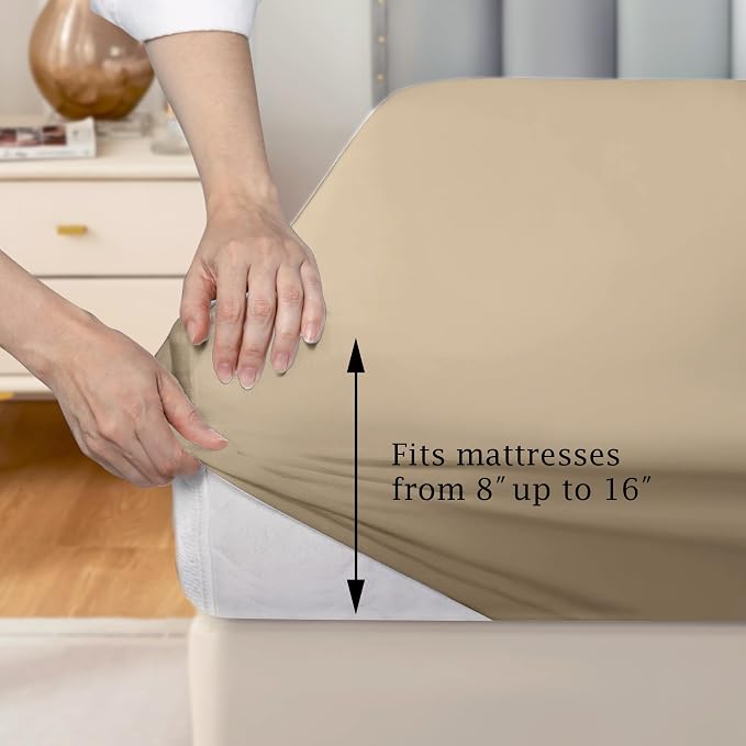 FreshCulture Pure Cotton Fitted Sheets California King Size, 300 Thread Count - Image 3