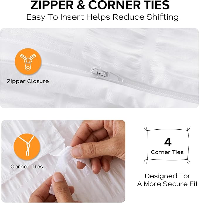 Cozyide White Duvet Cover Full Size, 3 Pieces Bedding Duvet Covers, Soft - Image 5