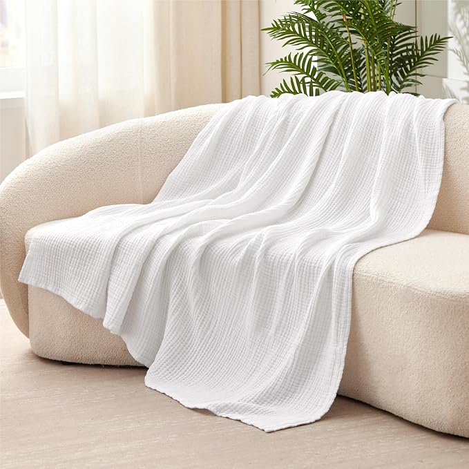 100% Cotton Twin XL Blankets for Bed 66" x 90", Cooling and Soft Muslin Throw - Image 7