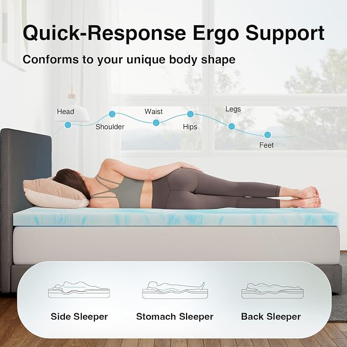 Novilla Memory Foam Mattress Topper Twin - Image 5