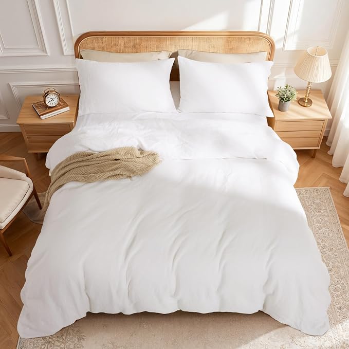LBRO2M 100% France Linen Duvet Cover Set King Size 3 Pcs Natural Flax Comforter - Image 2