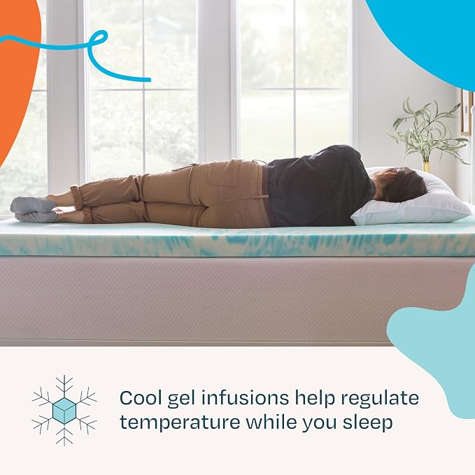 Linenspa 3 Inch Swirl Gel Memory Foam Mattress Topper, Full Size – Cooling Gel - Image 2