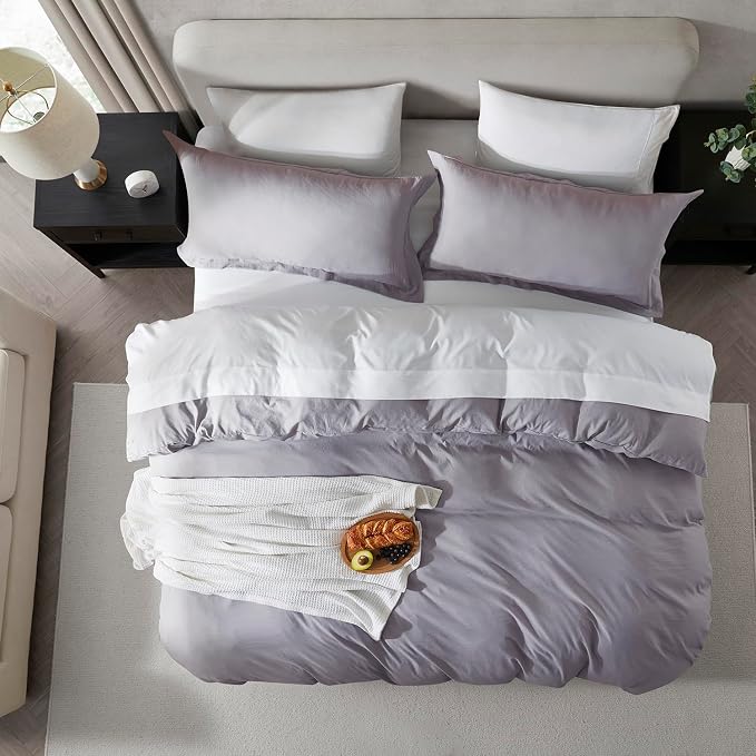 Nestl Grey Lavender Duvet Cover King Size - Image 5