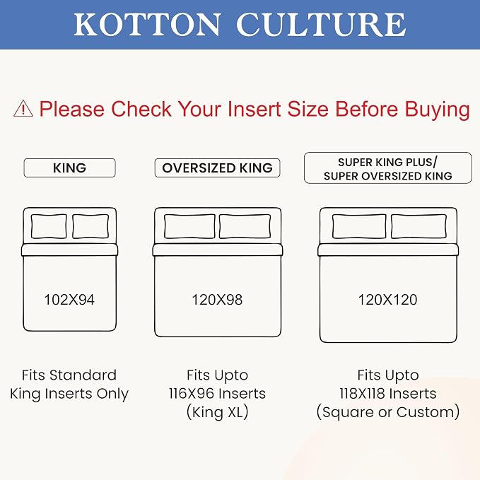 Kotton Culture 120"x98" 1 Pc Oversized King Duvet Cover Only 100% Egyptian - Image 3