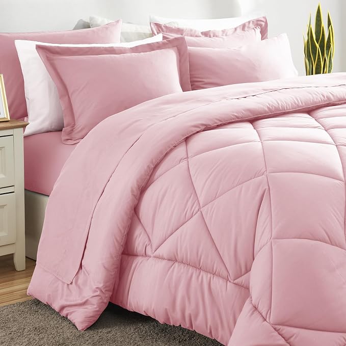 CozyLux Queen Comforter Set Pink - Image 4