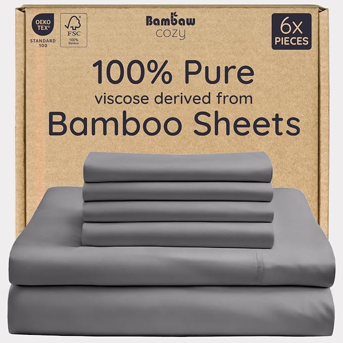 Bambaw 100% Viscose Derived from Bamboo Sheets Queen Size Set – 6pcs Deep by Bambaw
