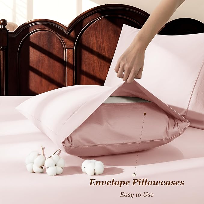 LBRO2M 1000 Thread Count 100% Egyptian Cotton Sheets Set Queen Size, 4 Piece - Image 6