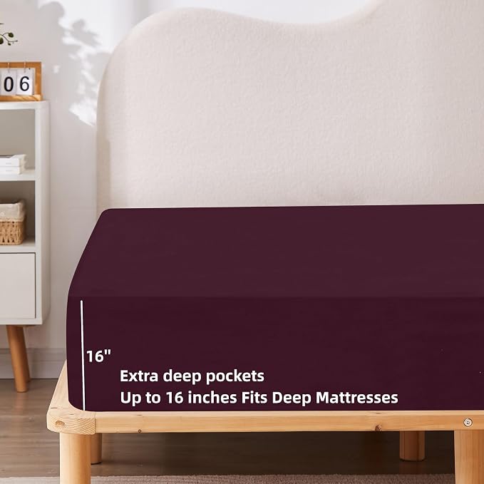 HBHLFZ Full Fitted Sheet Only, Soft Breathable Bottom Sheet - Image 3