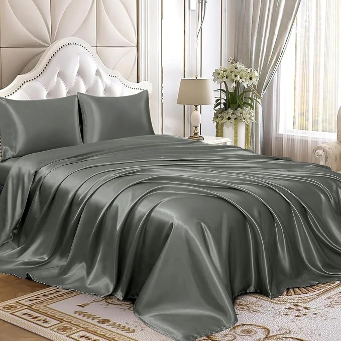 Homiest Dark Grey Satin Flat Sheet - Image 4