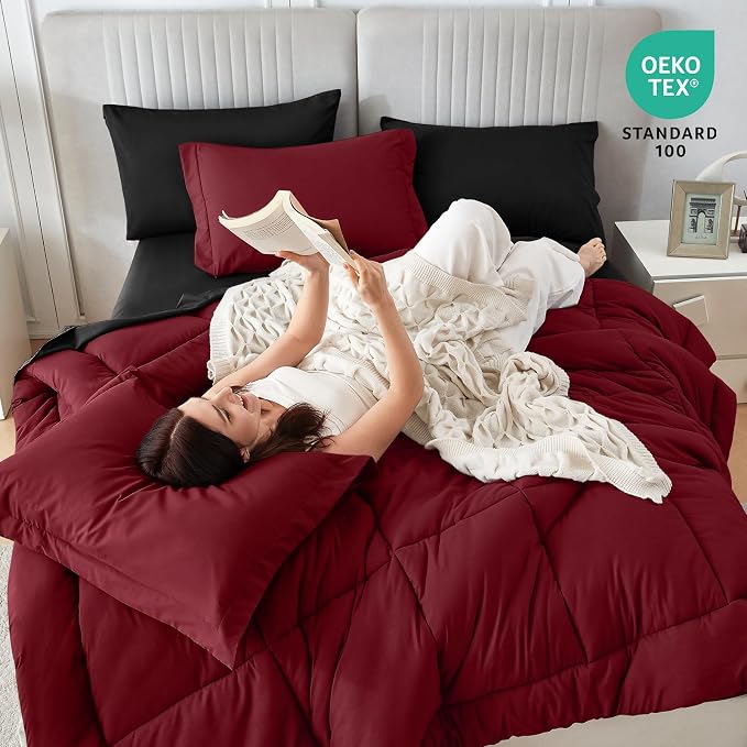 Sasttie Twin Comforter Set, 5 Pieces Reversible Bed in a Bag Twin, Complete - Image 6