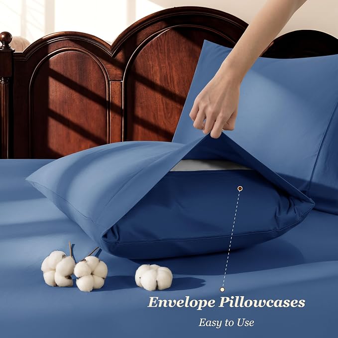 LBRO2M 100% Cotton Sheets Set Deep Pocket 19", 1000 Thread Count King Size 4 - Image 6