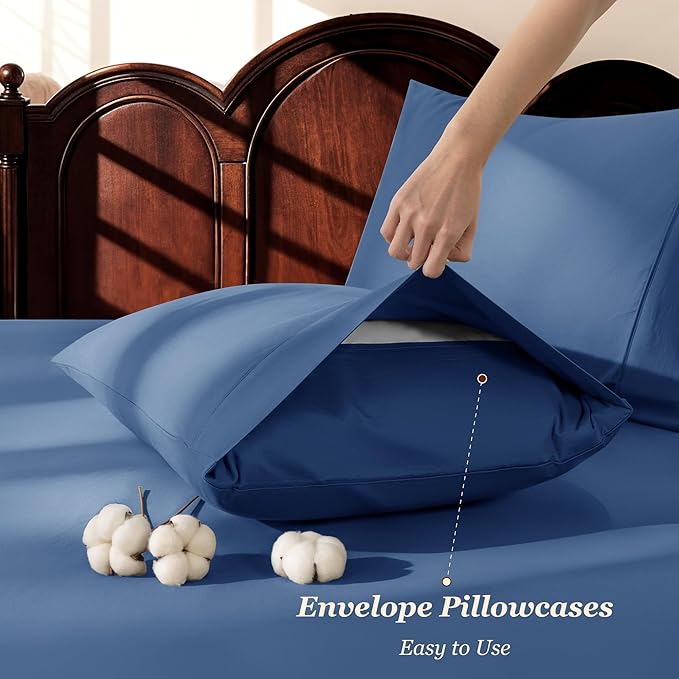 LBRO2M 1000 Thread Count 100% Cotton Sheets Set, California King Size Bed Sheet - Image 6