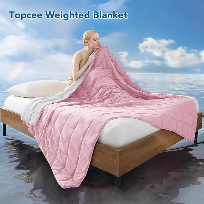 Topcee Weighted Blanket for Adults, Minky Dots Heavy Blanket for Woman - Image 2