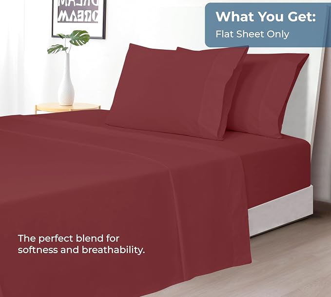 Royale Linens 100% Organic Cotton Twin Flat Sheet Only - Image 5