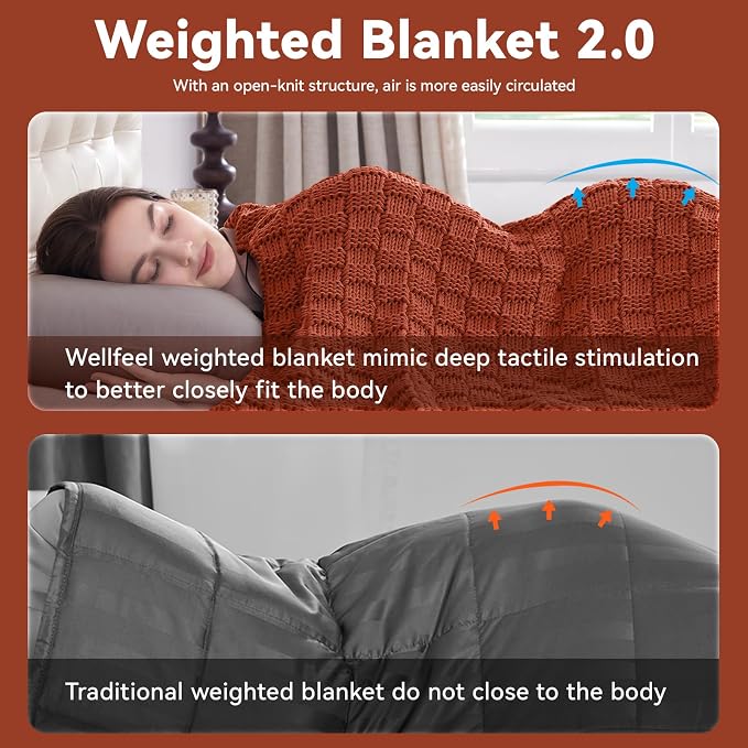 Knitted Weighted Blanket for Adult, No Beads Heavy Blanket 48” x 72'' 12lbs - Image 8