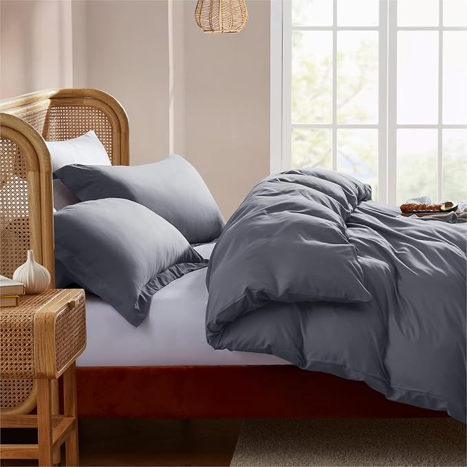 Nestl Dark Grey Duvet Cover Queen Size - Image 7