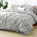 CozyLux King Size Comforter Set Light Grey, 7 Pieces Pintuck Bed in A Bag Gray by CozyLux