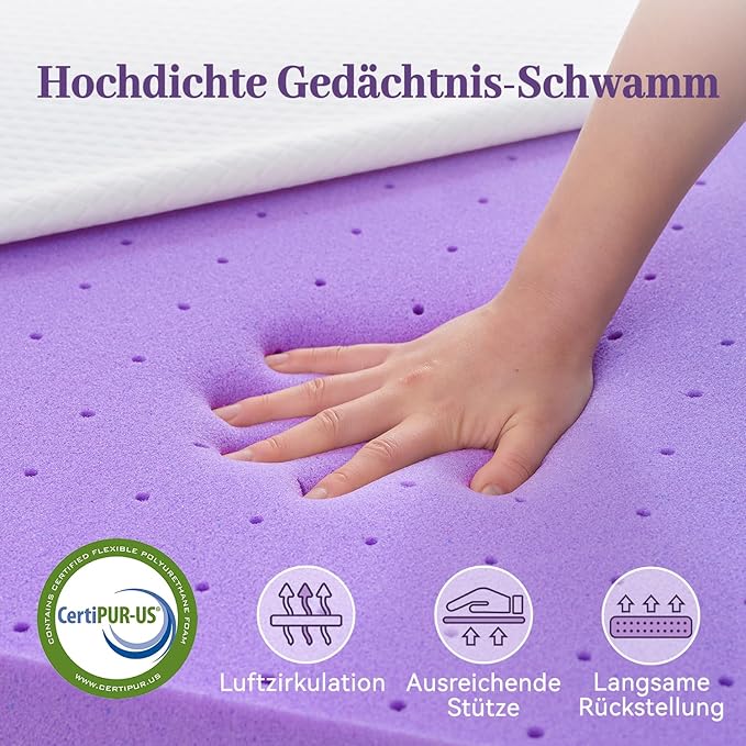SINWEEK 3 Inch Gel Memory Foam Mattress Topper King Size, Ventilated High - Image 5