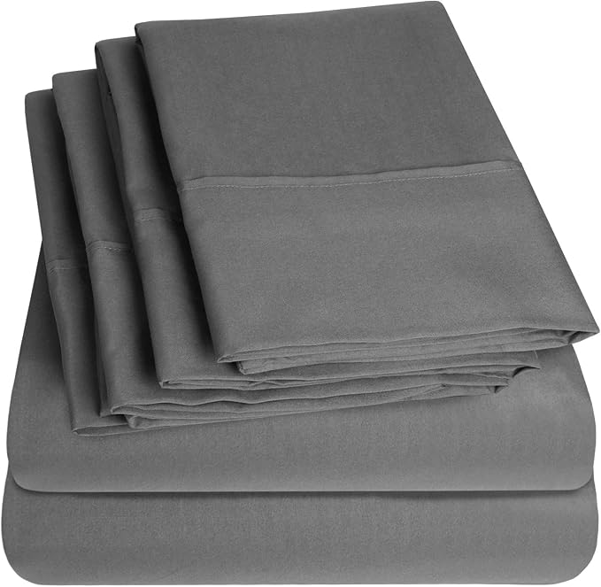 Bed Sheets Queen Size Grey by SweetHomeCollection