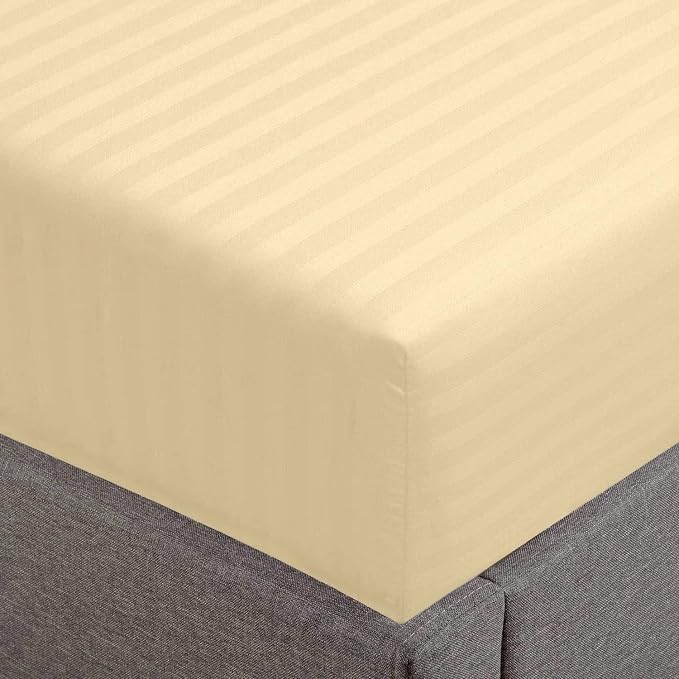 Feather & Stitch 1 PC Fitted Sheet California King Size, 100% Cotton Damask by FEATHERSTITCHNEWYORK