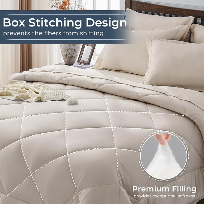 HEVUMYI Beige Tan Twin-XL Comforter Set - Image 4