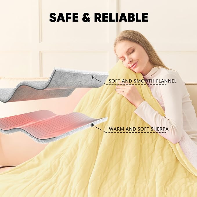 greenoak Heated Blanket Electric King Size 100"X90" Dual Control, Heating - Image 6