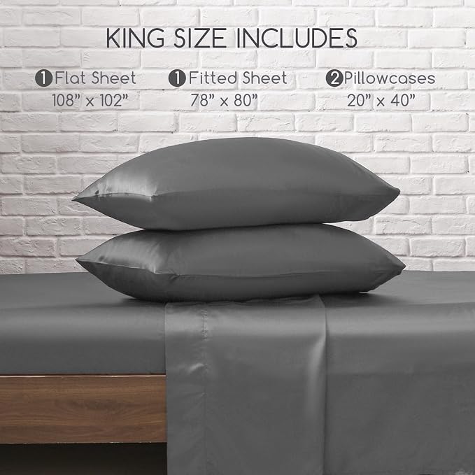 MR&HM Satin Bed Sheets, King Size Sheets Set - Image 7