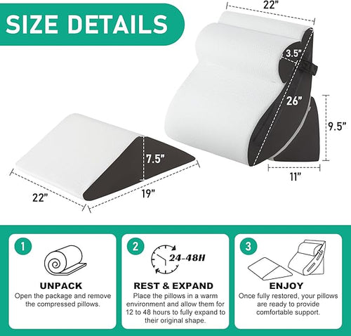 4PCS Wedge Pillow Set for After Surgery, Orthopedic Bed Wedge Pillow for Back - Image 2
