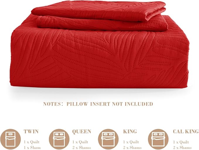 Exclusivo Mezcla King Size Quilt Bedding Set, Lightweight Red Quilts King Size - Image 6