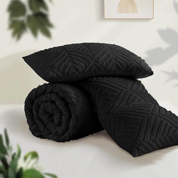 Andency Oversized King Comforter 128''x120'', 3 Pieces Black Boho Bedding Set & - Image 3