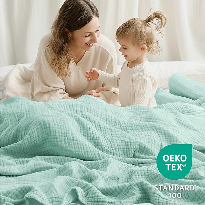 100% Cotton Muslin Blanket King 108" x 90", Breathable and Lightweight Cotton - Image 3
