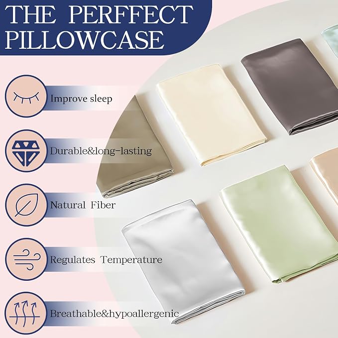 2 Pack 100％ Silk Pillowcase for Hair and Skin, Soft Breathable Cooling Mulberry - Image 6