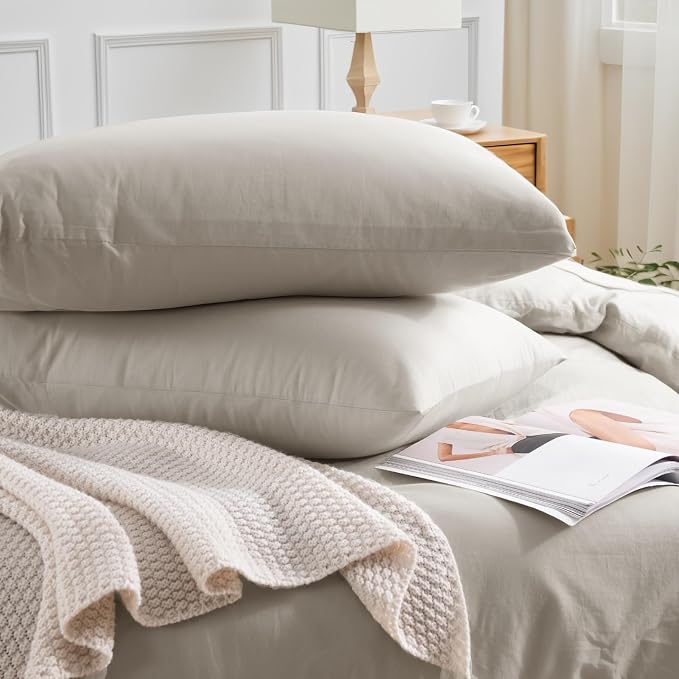 NEXHOME PRO Duvet Cover Queen Size, 100% Washed Cotton Orgnic Linen Like - Image 5
