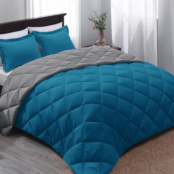 Basic Beyond California King Comforter Set, Algiers Blue/Charcoal Gray by BasicBeyond