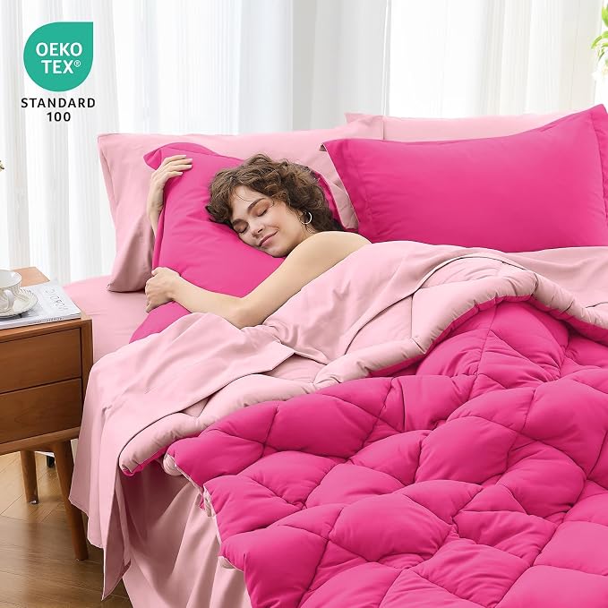 MUXHOMO 7 Pieces Queen Comforter Set, Reversible Bed in a Bag Queen Size - Image 2