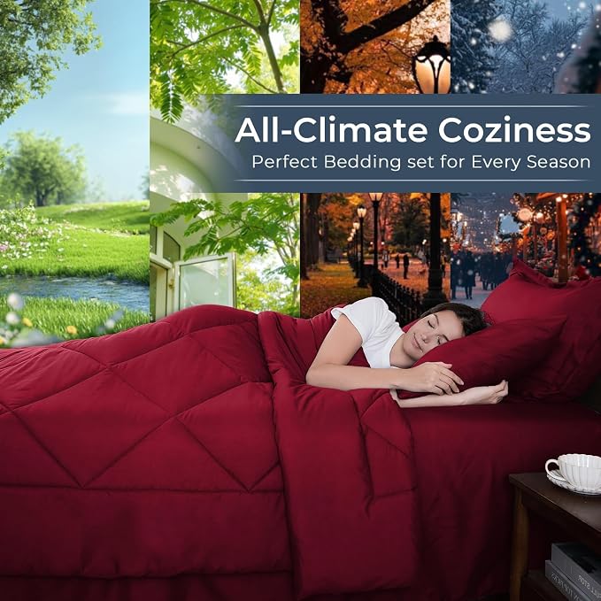 HEVUMYI Red King Comforter Set - Image 3