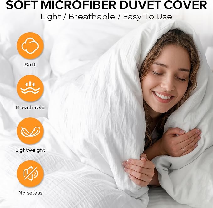 Cozyide White Twin Duvet Cover, 2 Pieces Bedding Duvet Covers, Soft Breathable - Image 4