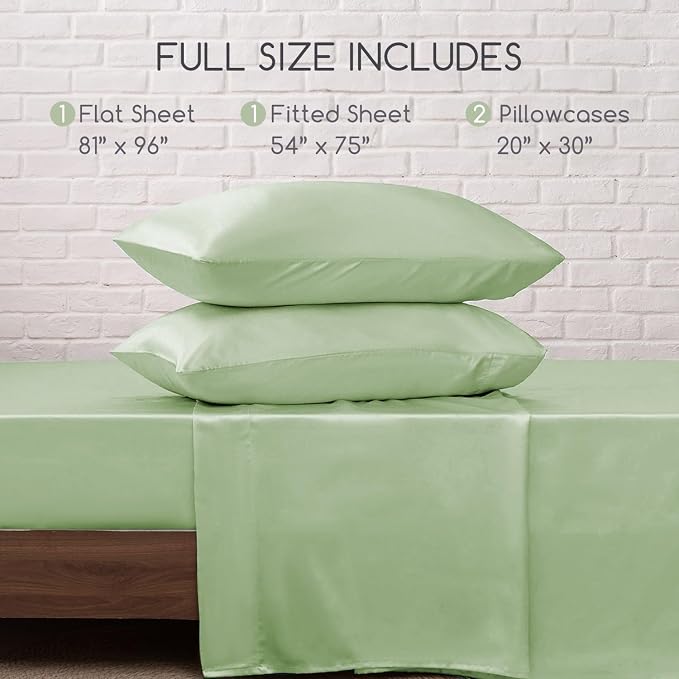 MR&HM Satin Bed Sheets with Elastic Corner Straps, Full Size Sheets Set - Image 7