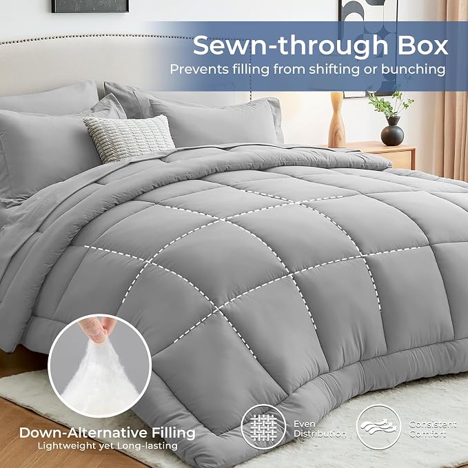 Sasttie Queen Comforter Set, 7 Pieces Bed in a Bag Queen, Complete Bedding Set - Image 3