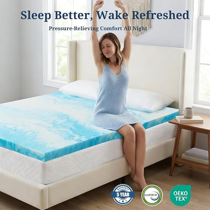 IULULU Twin XL Size Mattress Topper, 4 Inch Gel Memory Foam Topper, Plush - Image 5