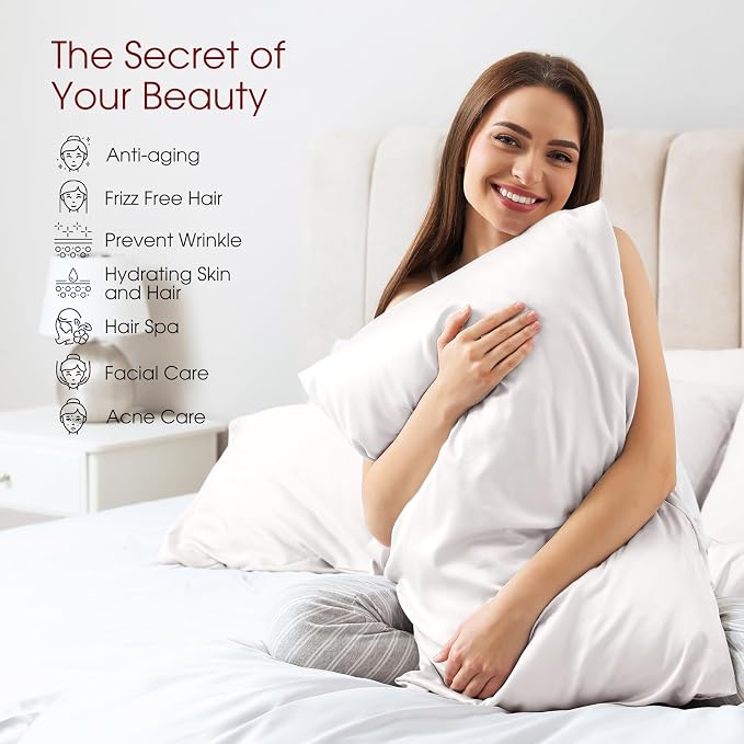 100% Silk Pillow Cases 2 Pack Queen Size Mulberry Silk Pillowcase - Image 3