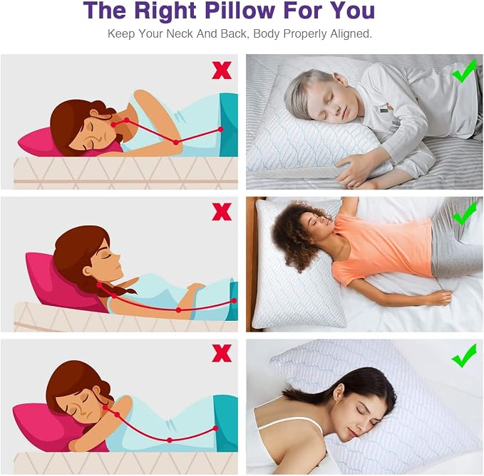 WISHSMILE Cooling Pillows Queen Size Set of 2, Memory Foam Pillows - Image 6