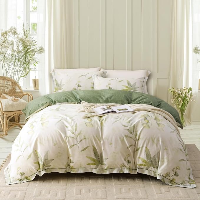OAITE Duvet Cover Set Twin Size Floral Pattern 500 Thread Count Ultra Soft 100% by OAITE