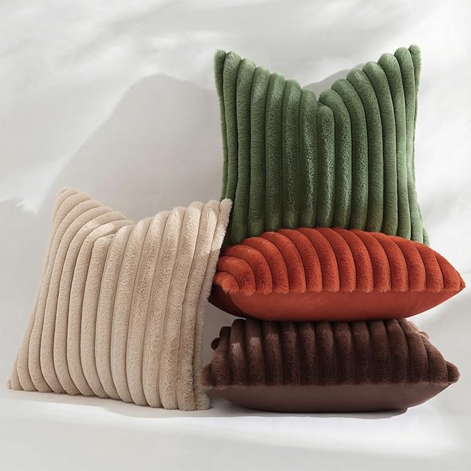 decorUhome Cozy Faux Fur Throw Pillow Covers 12x12 Set of 2 Decorative Soft - Image 5