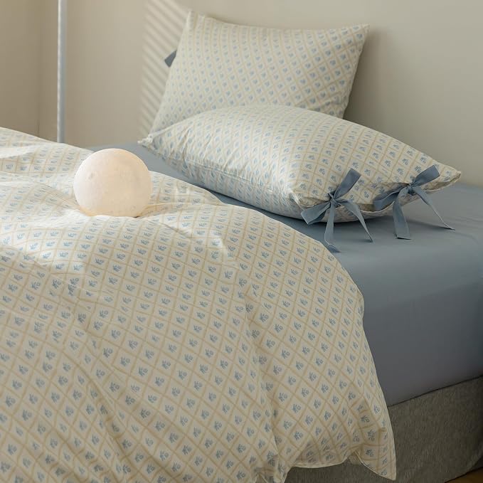 mixinni Blue Floral Duvet Cover Set Queen - Image 3