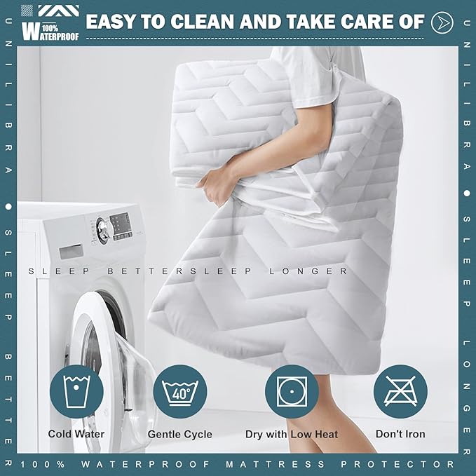 King Size Waterproof Mattress Protector Quilted, Breathable Ultra-Soft Filling - Image 6