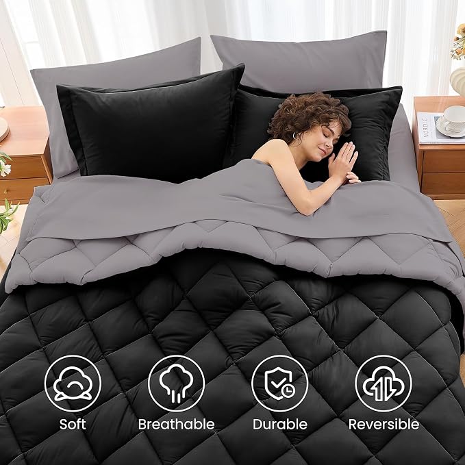 MUXHOMO 5 Pieces Twin XL Comforter Set, Reversible Bed in a Bag Twin XL Size - Image 6