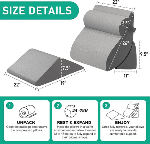 4PCS Wedge Pillow Set for After Surgery, Orthopedic Bed Wedge Pillow for Back - Image 2