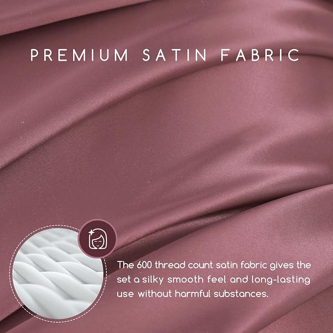 MR&HM Satin Bed Sheets, King Size Sheets Set - Image 2